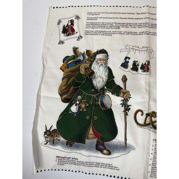 Vintage Olde Father Christmas Fabric Panel Appliques VIP Joan Messmore 4 Santas - Picture 3 of 7